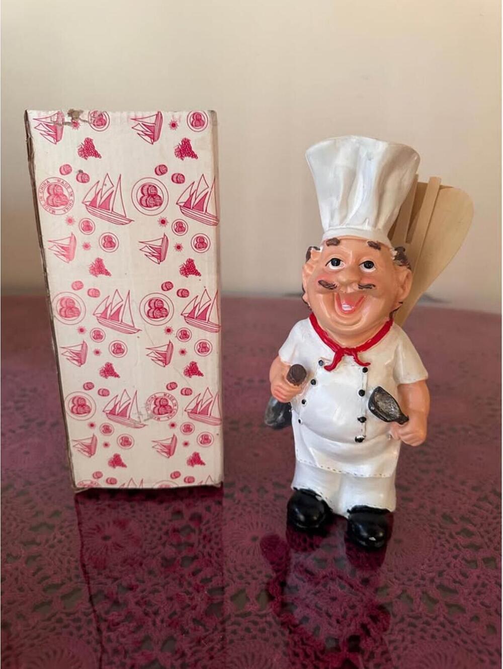 Cheerful Chef holding Wooden Tools (brand new in box)